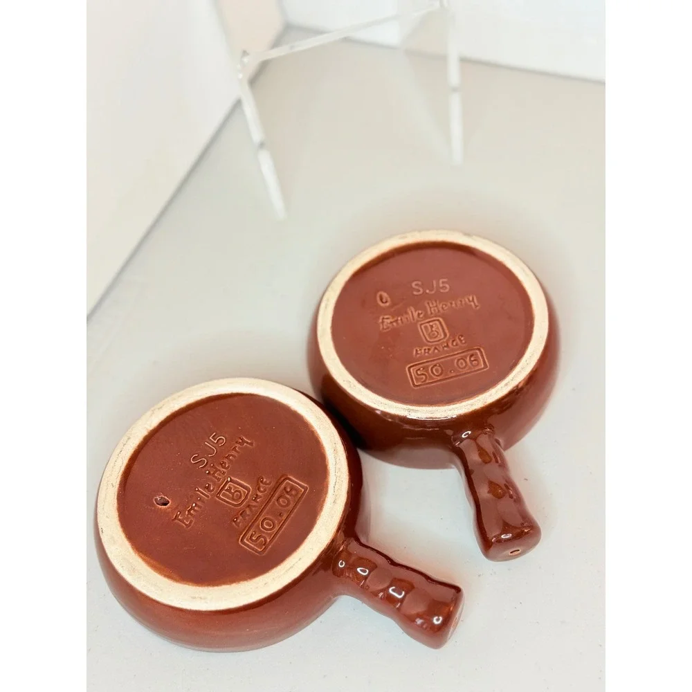 Emile Henry France Ceramic Escargot Dishes Set of 2 Brown Cream 6 Well SJ5 50.06